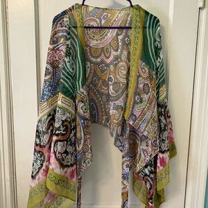 Three Bird Nest Multicolor Paisley Sheer Kimono - Green, Pink, Blue